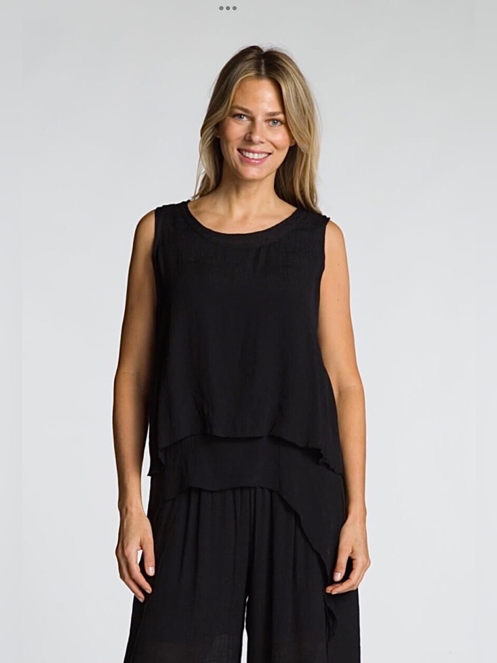 DKR Apparel Layered Tank Top with Split Back-Black